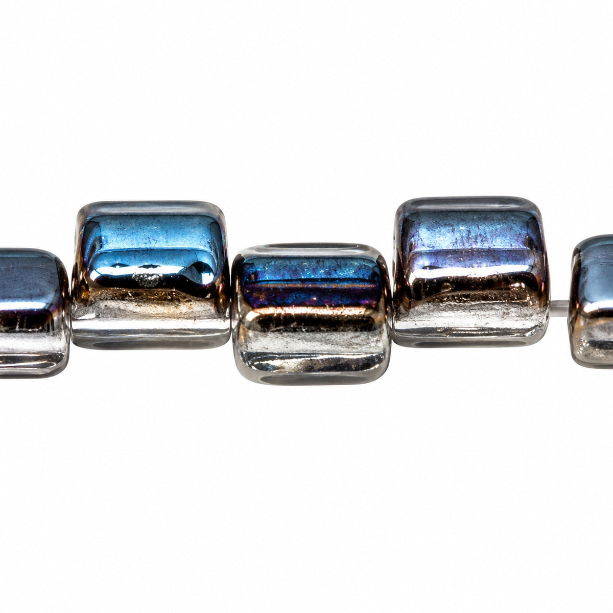 2-Hole Square Beads, Crystal 27637 (00030-27637), Glass, Czech Republic