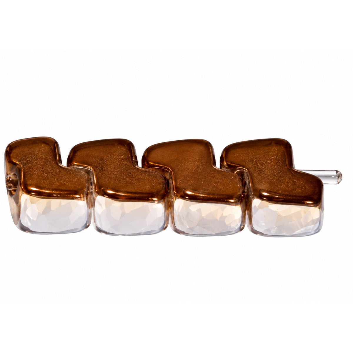 2-Hole Pressed Beads, White Crystal Bronze Capri (02010-22601), Glass, Czech Republic