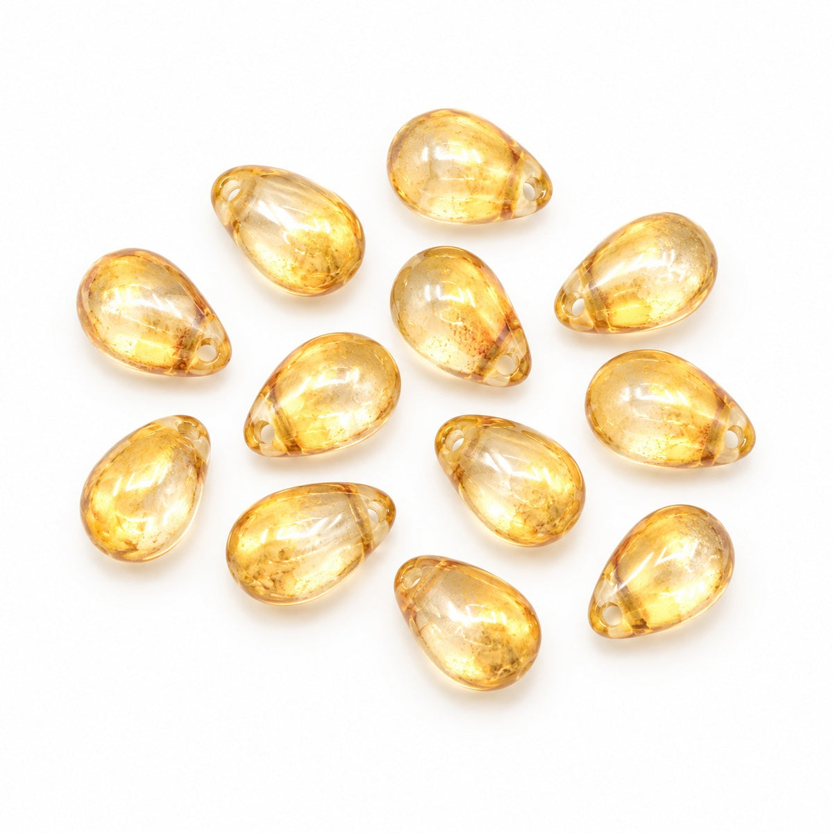 Drop Beads, Crystal Stain With Luster Amber (00030-65401), Glass, Czech Republic