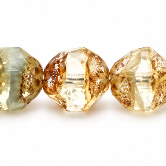 Special Cut Faceted Fire Polished Beads. Smashed, X3066 Picasso (x3066-43400), Glass, Czech Republic