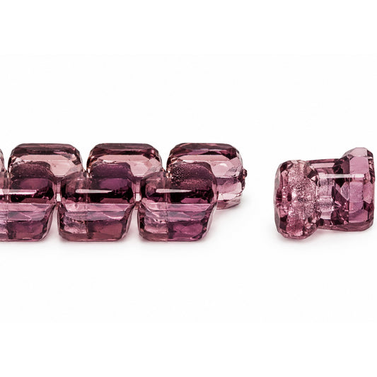 2-Hole Pressed Beads, Transparent Light Amethyst (20050), Glass, Czech Republic