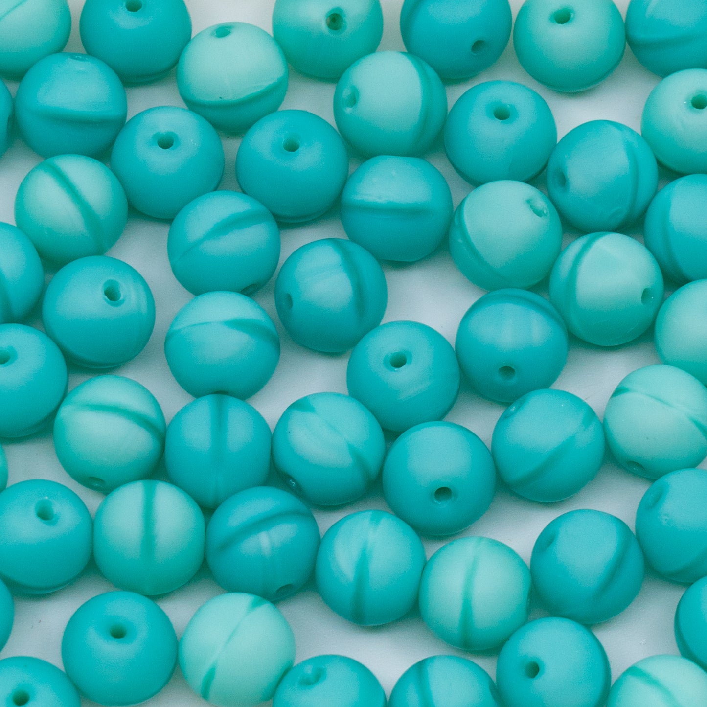 OUTLET 250g/50g Round Druck Beads, 6 x 6 mm, Green Turquoise Matte (54220), Glass, Czech Republic