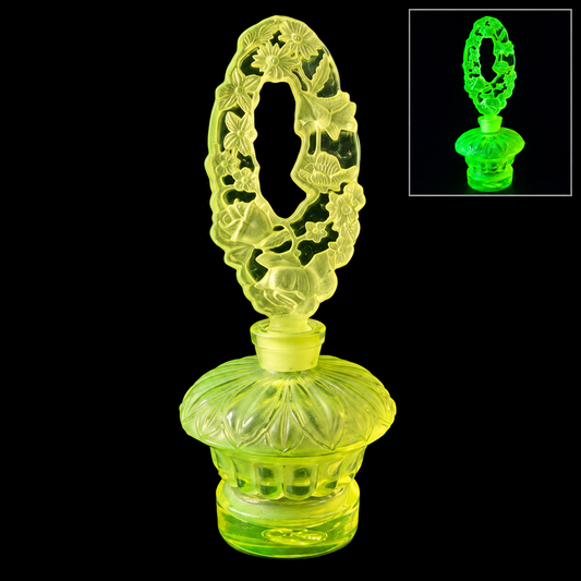 Uranium Vintage Bohemia Glass Perfume Bottle, Czech Republic, OUTLET