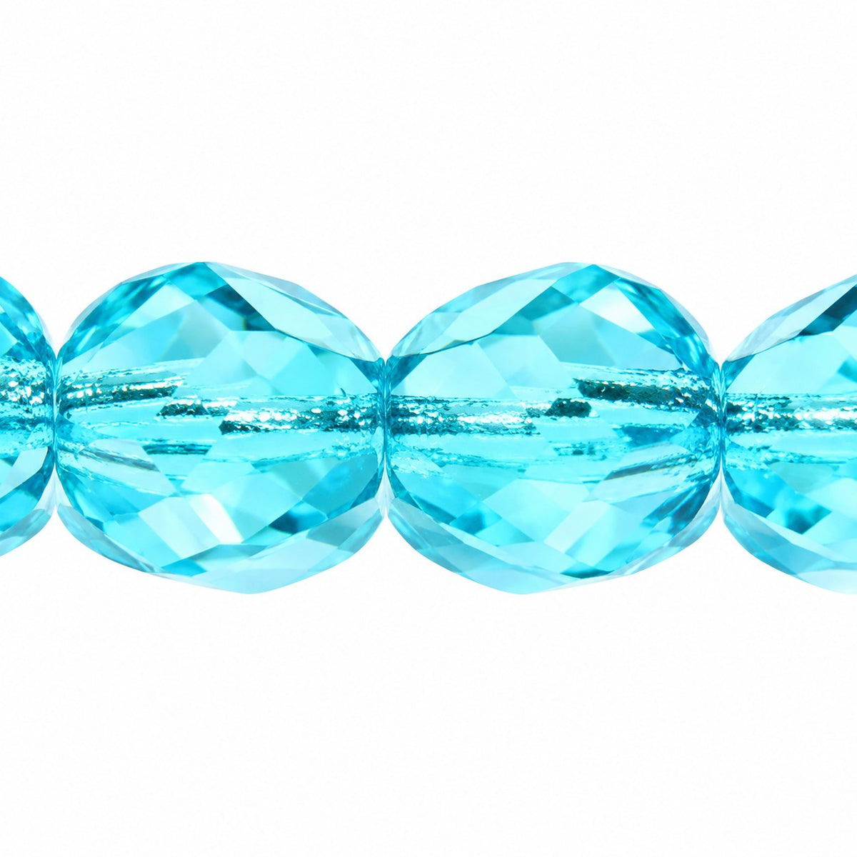 Fire Polished Faceted Stone-Like Beads Special Cut, Transparent Aqua (60020), Glass, Czech Republic
