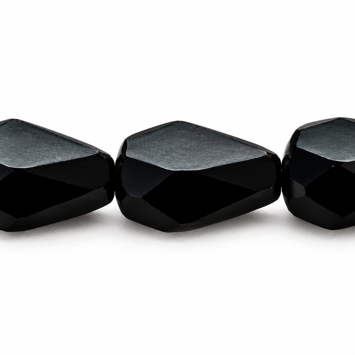 Fire Polished Faceted Teardrop Beads, Black (23980), Glass, Czech Republic