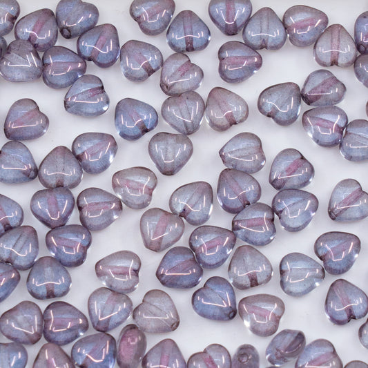 OUTLET 250g/50g Heart Beads, 6 x 6 mm, Crystal Purple Light (00030-15726-light), Glass, Czech Republic