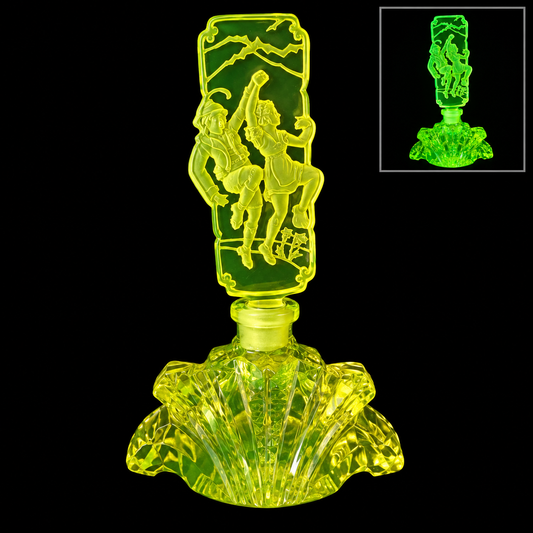 Uranium Vintage Bohemia Glass Perfume Bottle, Czech Republic, OUTLET
