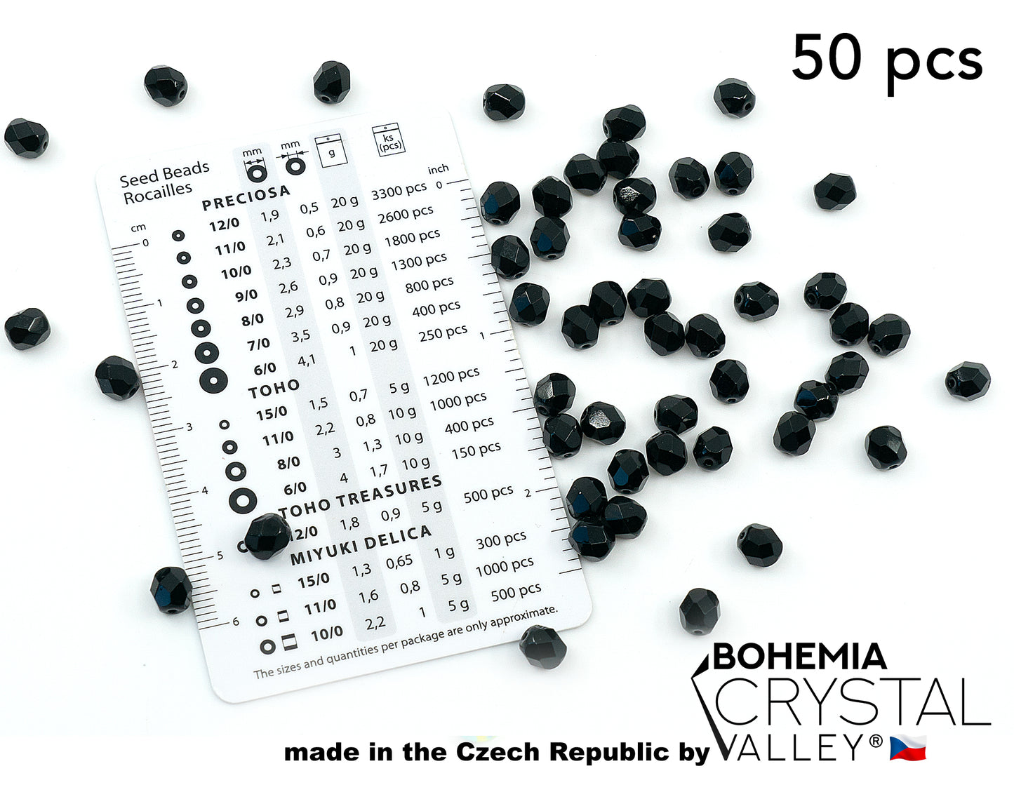 Faceted Fire Polished Pressed Czech Glass Beads, Jet Black 23980