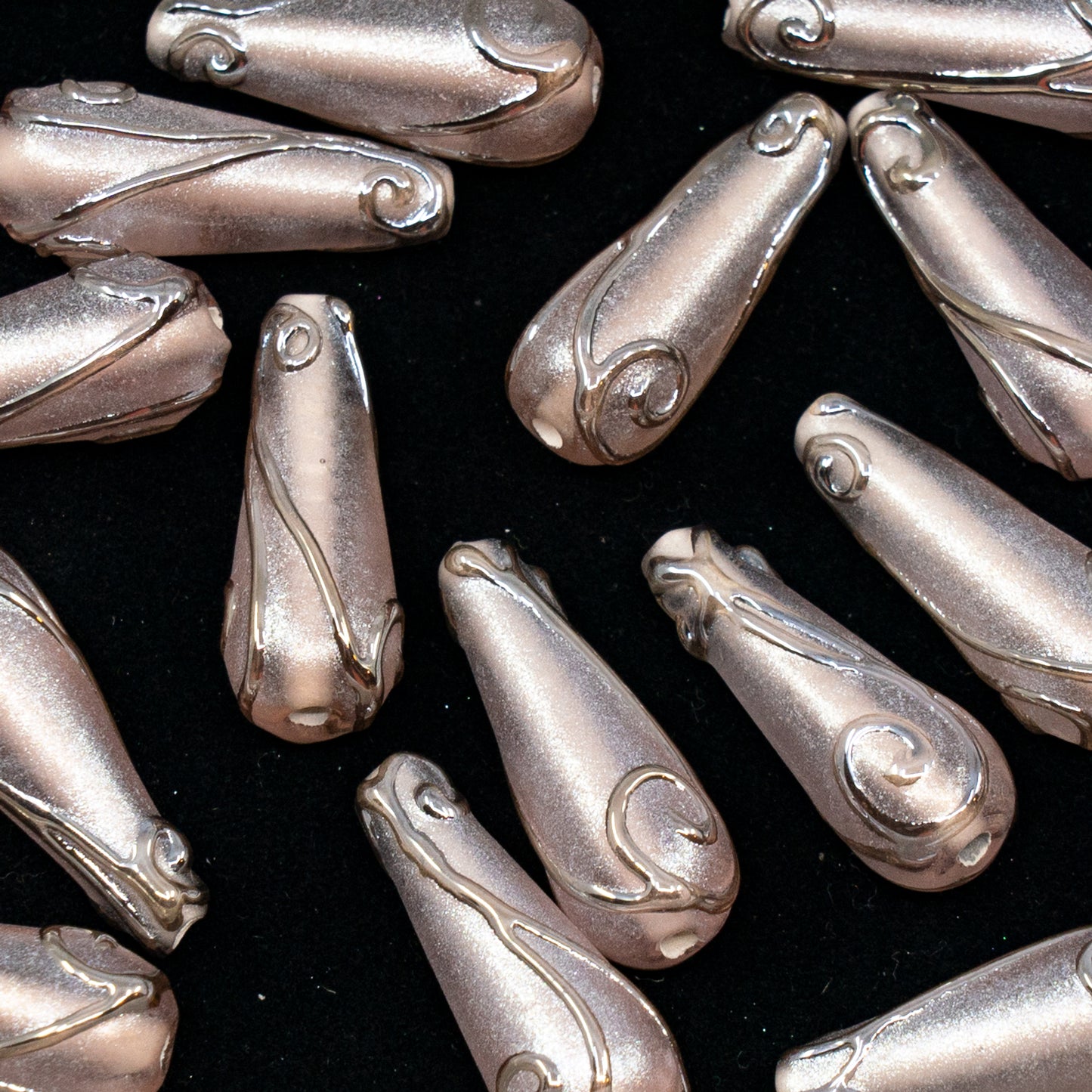 OUTLET 1 pcs Lampwork Teardrop Beads, 22 x 8 mm, Pd710 Pd05 S (PD710-PD05-s), Glass, Czech Republic