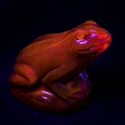 Cadmium Red Glass Statuette - Frog - Glow Under UV light