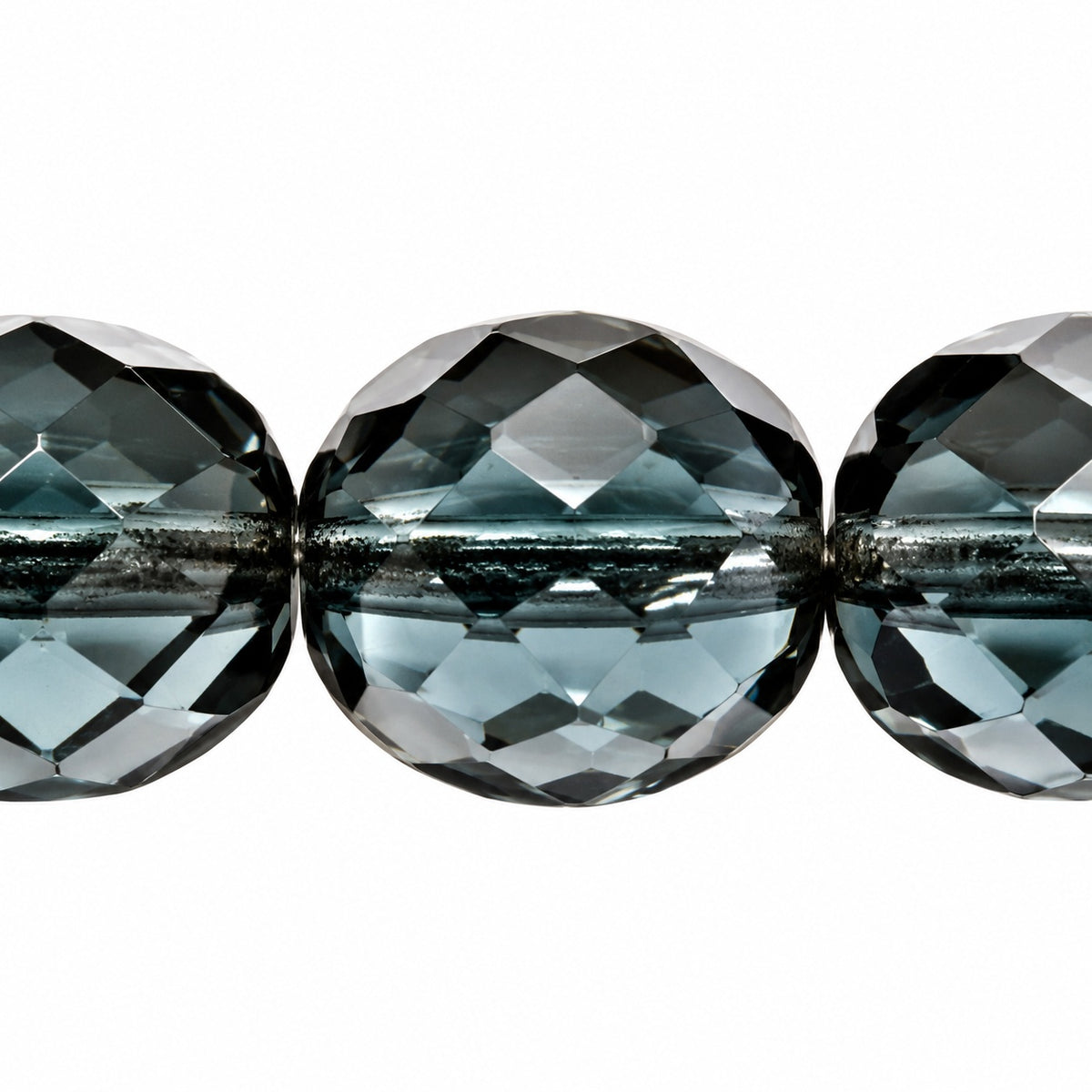 Faceted Round Fire Polished Beads, Transparent Dark Blue (30320), Glass, Czech Republic