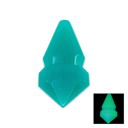 1 pc Uranium Chandelier Trimming Bell Prism Pendant (approx. 64x33mm), Opal Turquoise, Hand Cut and Polished Glass, Czech Republic, OUTLET