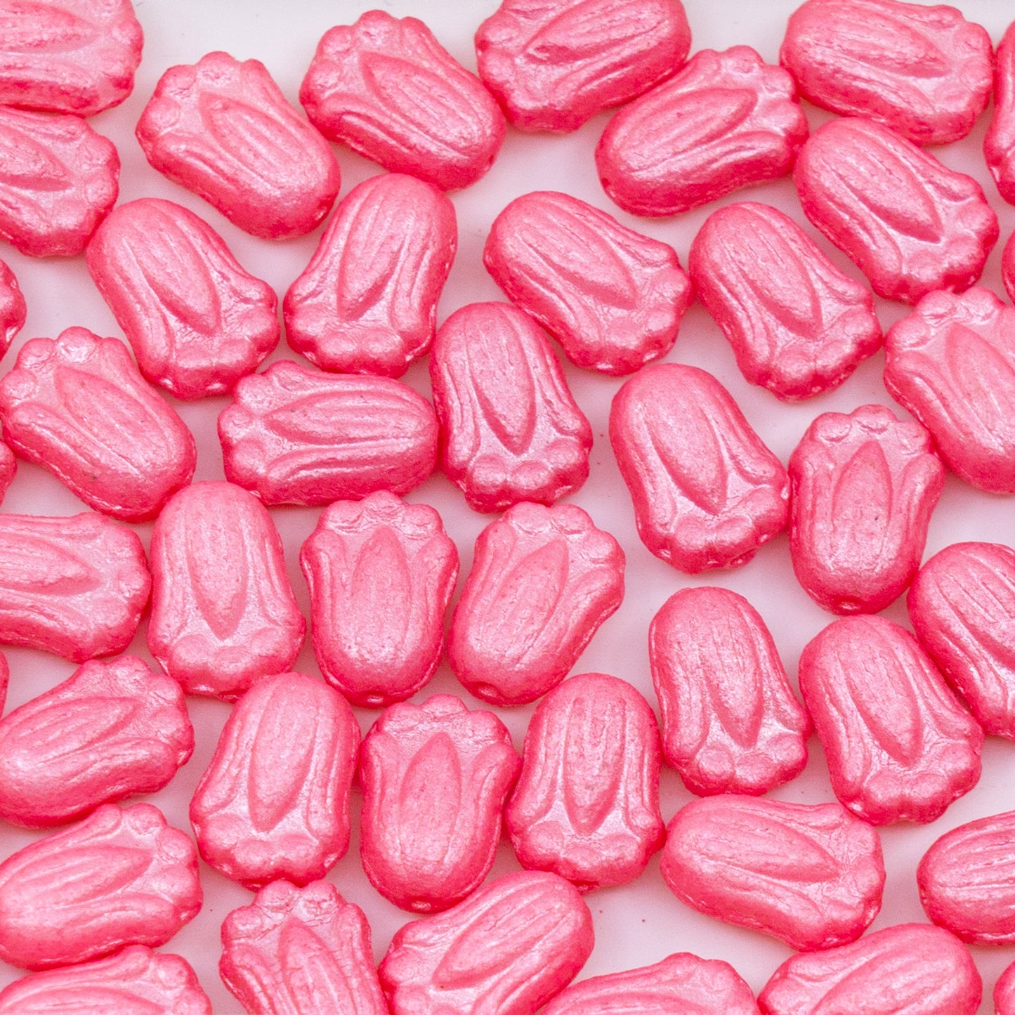 OUTLET 10 grams Tulip Bud Beads, 10 x 7 mm, White Pastel Pearl Pink (02010-77794), Glass, Czech Republic