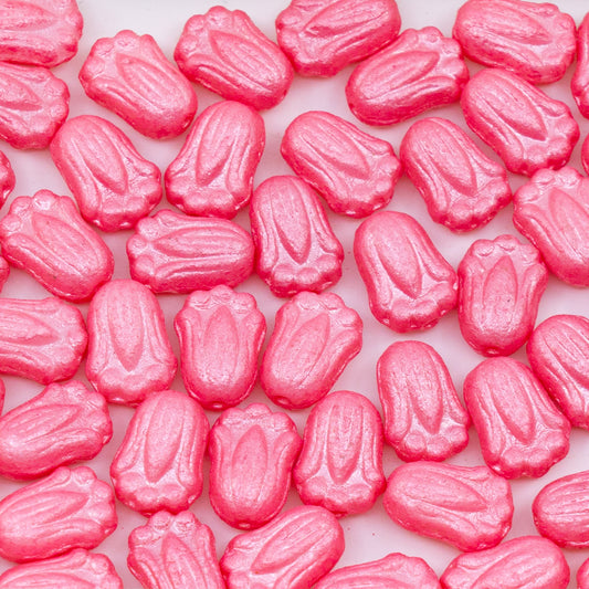 OUTLET 10 grams Tulip Bud Beads, 10 x 7 mm, White Pastel Pearl Pink (02010-77794), Glass, Czech Republic
