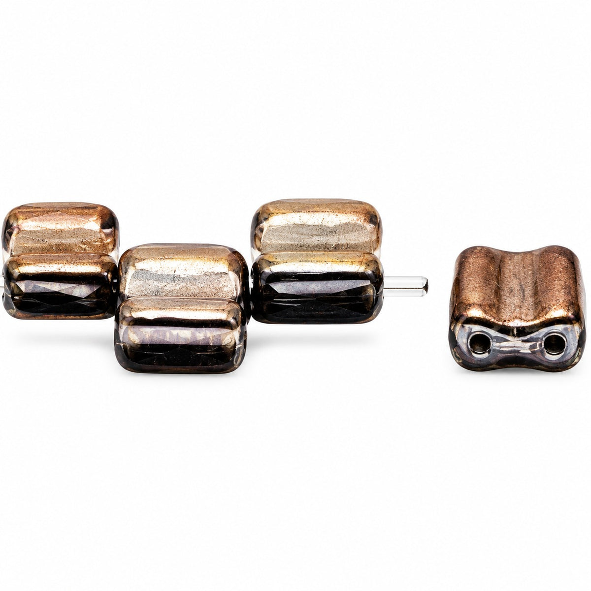 Silky 2-Hole Square Beads, Black Chrom (23980-27401), Glass, Czech Republic