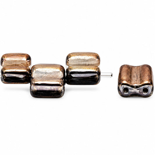 Silky 2-Hole Square Beads, Black Chrom (23980-27401), Glass, Czech Republic