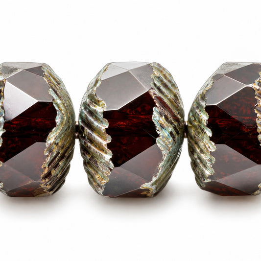 Faceted Special Rondelle Beads Fire Polished, Transparent Gray Stain Strong (40020-86805), Glass, Czech Republic