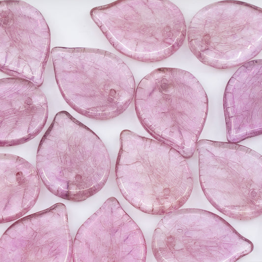 OUTLET 250g/50g Apple Leaf Beads, 18 x 13 mm, Crystal Luster Lila (00030-14494), Glass, Czech Republic