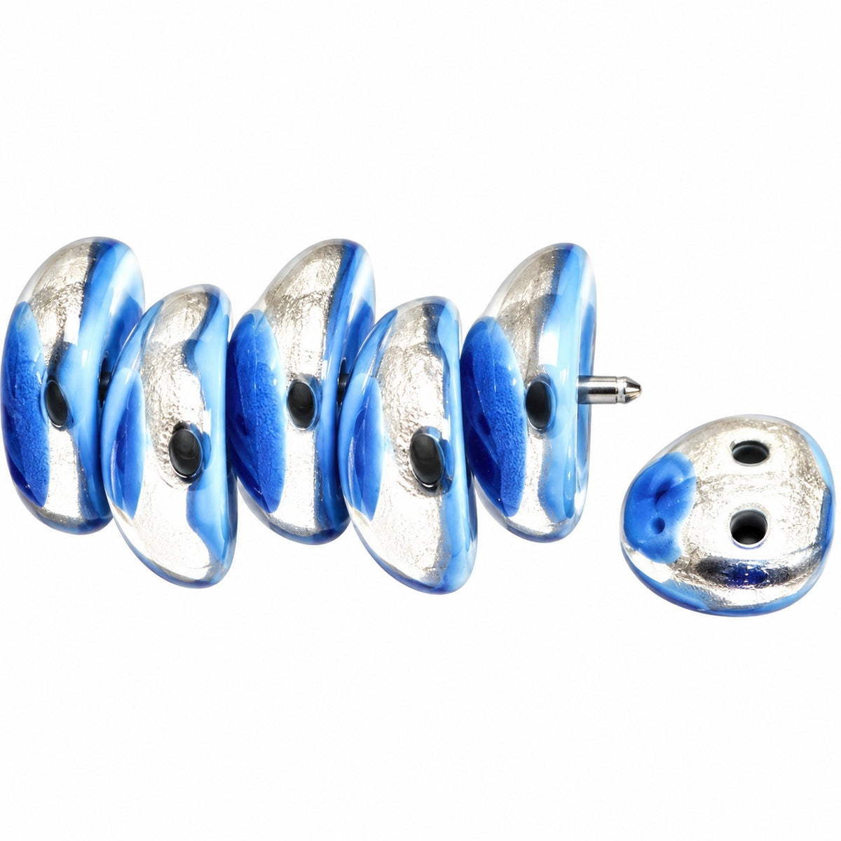 Piggy Beads, Opaque Blue Crystal Silver Half Coating (33100-27001), Glass, Czech Republic