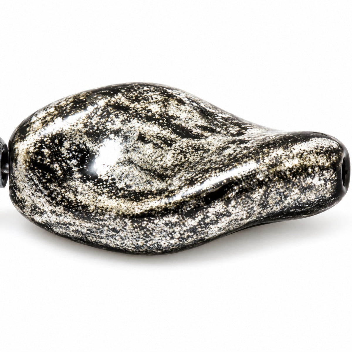 Curved Oval Beads, Black Terracotta Silver (23980-15481), Glass, Czech Republic