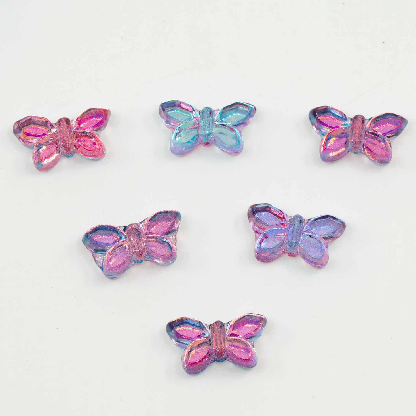 アウトレット 5グラム テーブルカットバタフライビーズ、20 x 12 mm、光沢のある赤青（48113）、ガラス、チェコ共和国