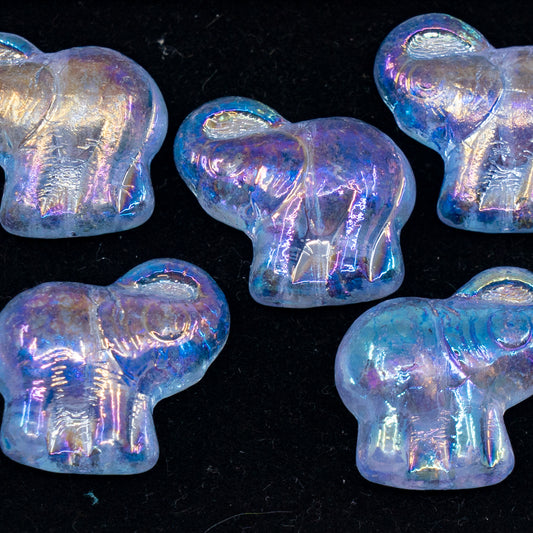 OUTLET 10 grams Elephant Beads, 20 x 21 mm, Transparent Light Amethyst Rainbow Iris (20210-21405), Glass, Czech Republic