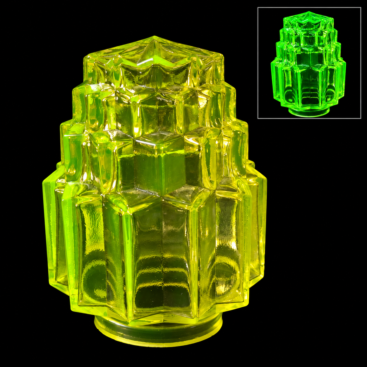 Uranium Glass lamp shade - Skyscraper, 182 × 125 - 80 mm, OUTLET
