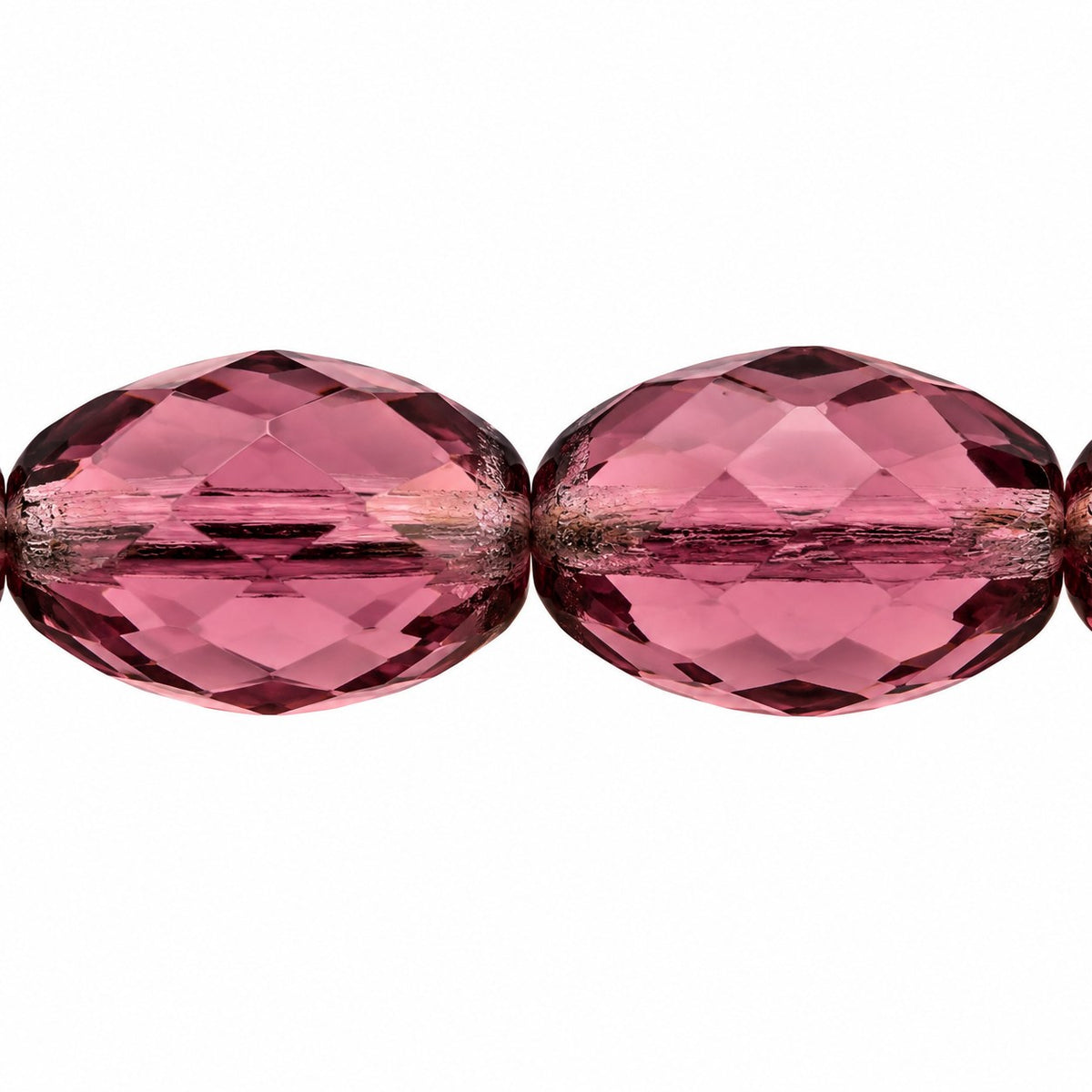 Oval Faceted Beads, Transparent Light Amethyst (20050), Glass, Czech Republic