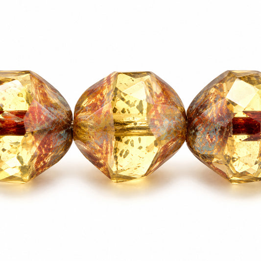 Special Cut Faceted Fire Polished Beads. Smashed, 57711 Stain Strong (57711-86805), Glass, Czech Republic