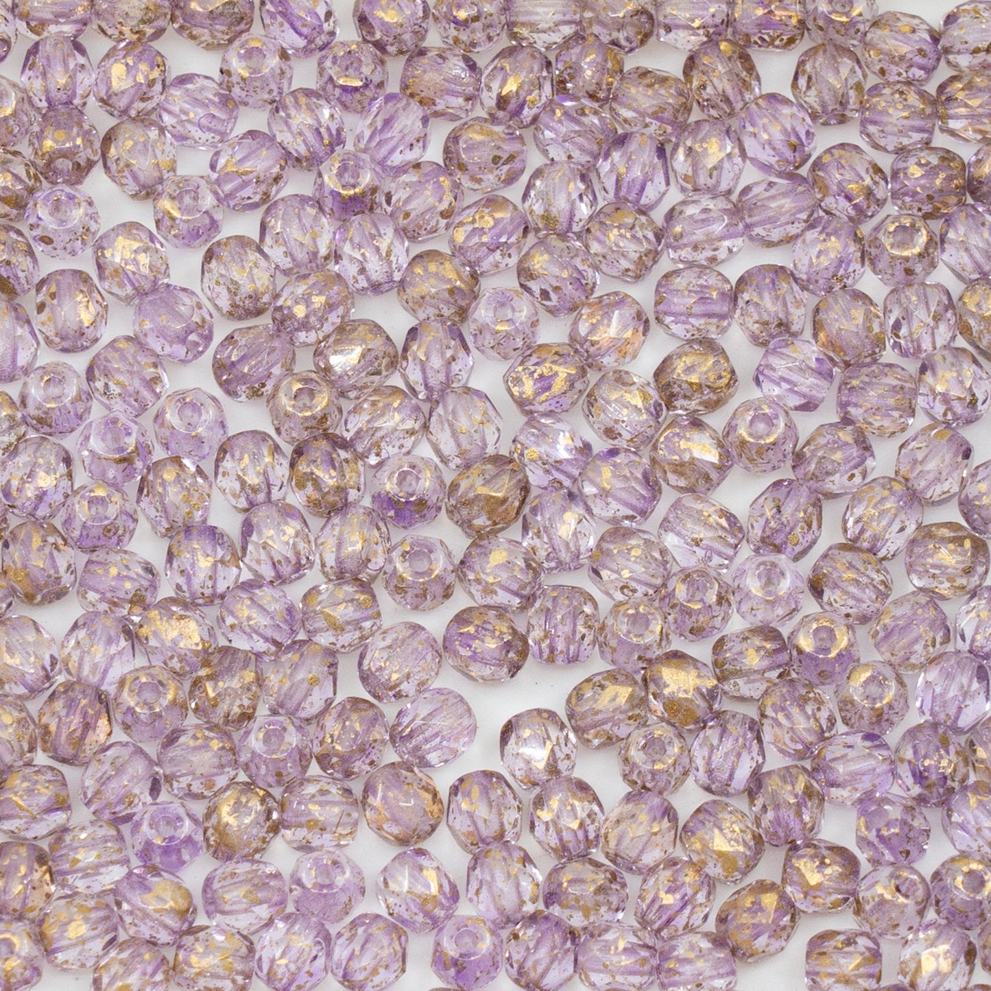 OUTLET 50g Faceted Round Fire Polished Beads, 4 x 4 mm, Purple Gold (), Glass, Czech Republic