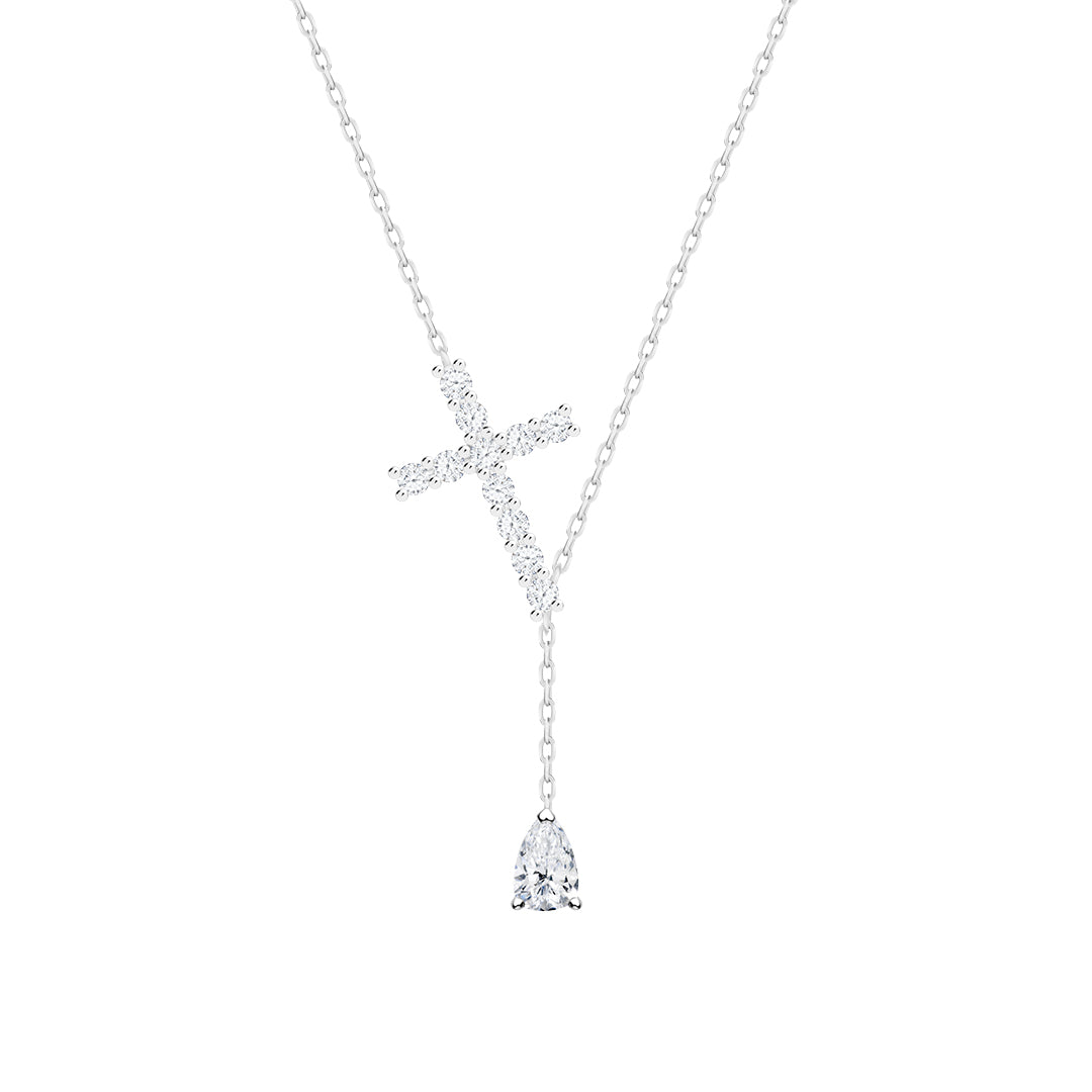 Anhänger glänzendes Kreuz Silber Ag-925 rhodiniert Schmuck, Zirkonia Preciosa, Tschechischer Böhmen PRECIOSA BEAUTY Schmuck, Kristallklar/Weiß