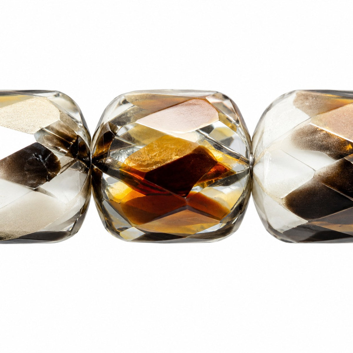 Fire Polished Faceted Cathedral Beads, White Volcano (02010-28001), Glass, Czech Republic