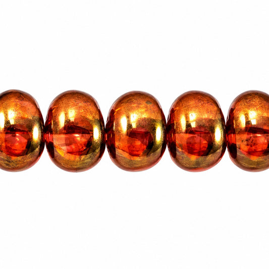 Oval Beads, Crystal Stain With Luster Red (00030-65491), Glass, Czech Republic