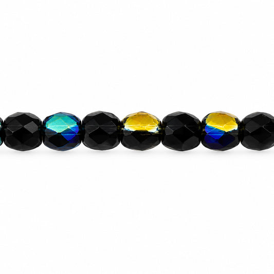 Faceted Special Cut Beads, Black Ab (23980-28701), Glass, Czech Republic