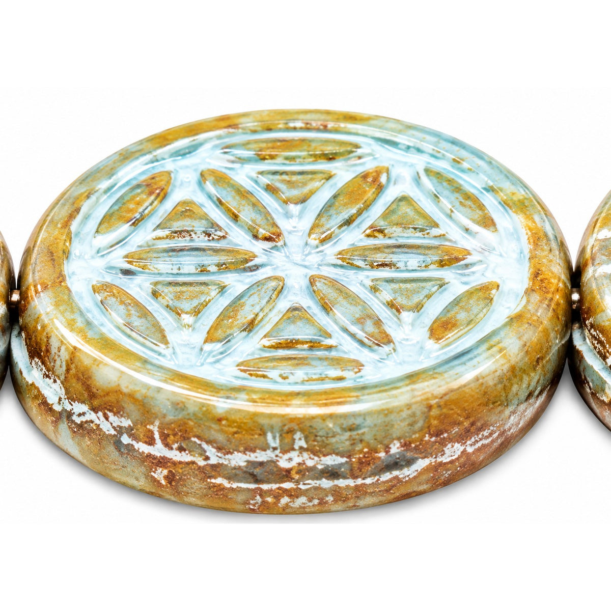 Ornamental Coin Beads, Turquise 96816 (64020-96816), Glass, Czech Republic