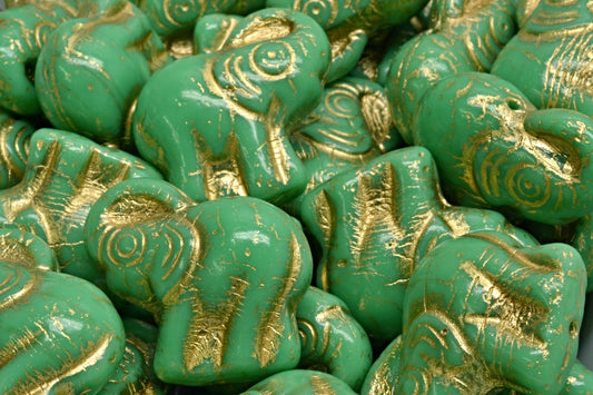 Elephant Beads, 51020 Gold Lined (51020-54302), Glass, Czech Republic