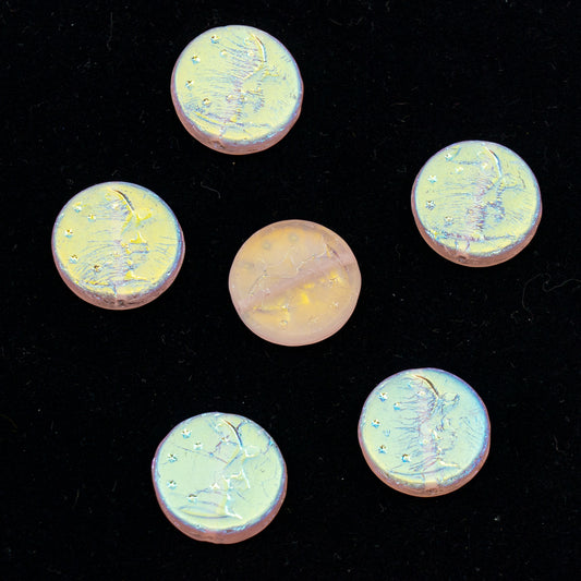 OUTLET 10 grams Pressed Beads, 16 x 16 mm, Transparent Pink Matt Ab (70120-28771), Glass, Czech Republic