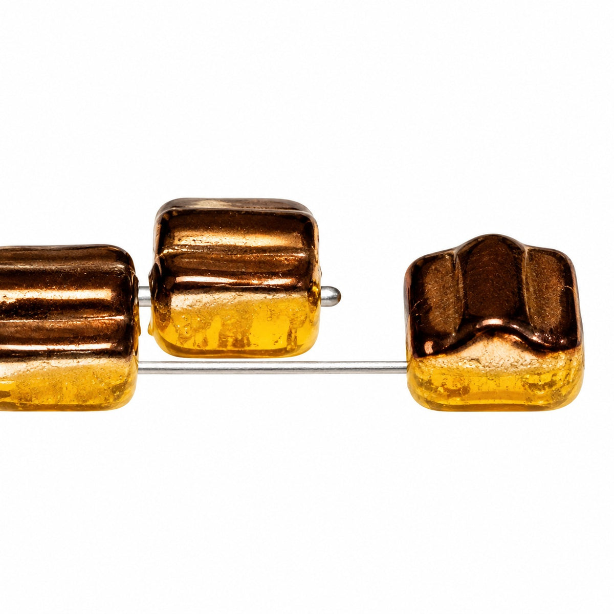 2-Hole Square Beads, 99990 Crystal Bronze Capri (99990-22601), Glass, Czech Republic