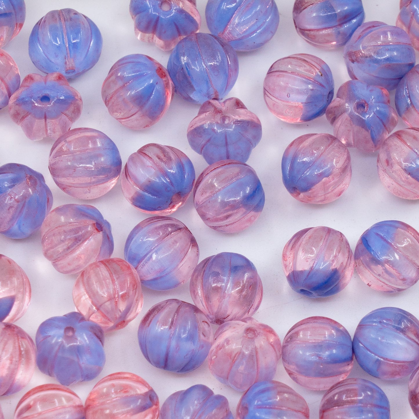 OUTLET 250g/50g Melon Beads, 8 x 8 mm, 36018 Light Pink (36018-34304), Glass, Czech Republic