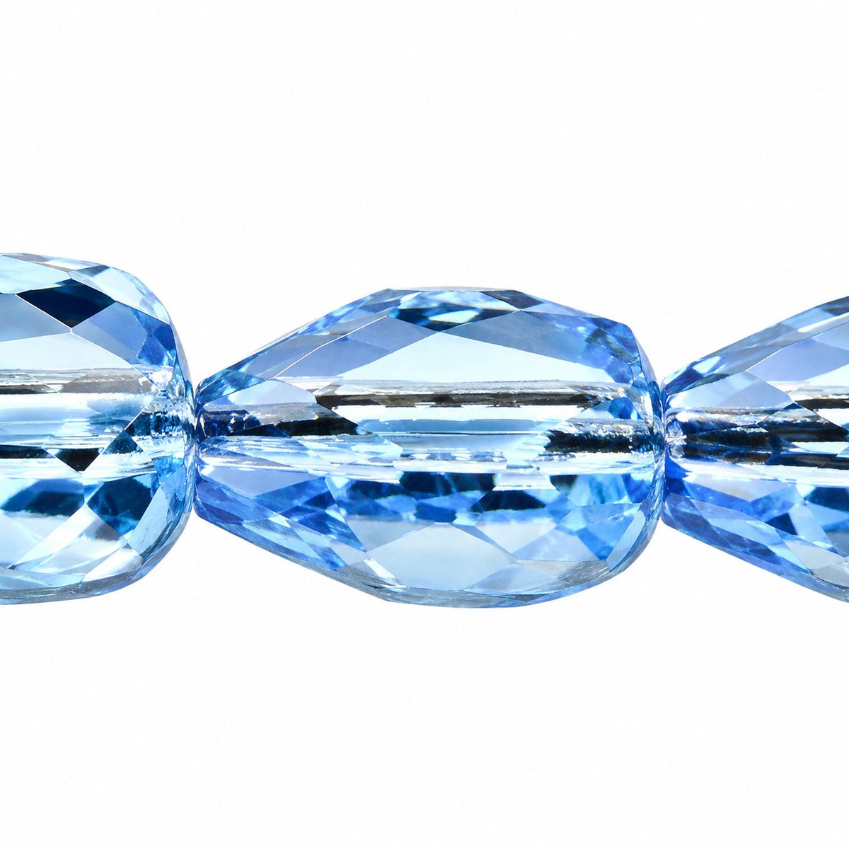 Fire Polished Faceted Teardrop Beads, Transparent Blue (30020), Glass, Czech Republic