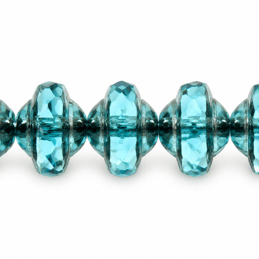 Faceted Special Cut Beads Ufo, Transparent Aqua Stain Strong (60000-86805), Glass, Czech Republic