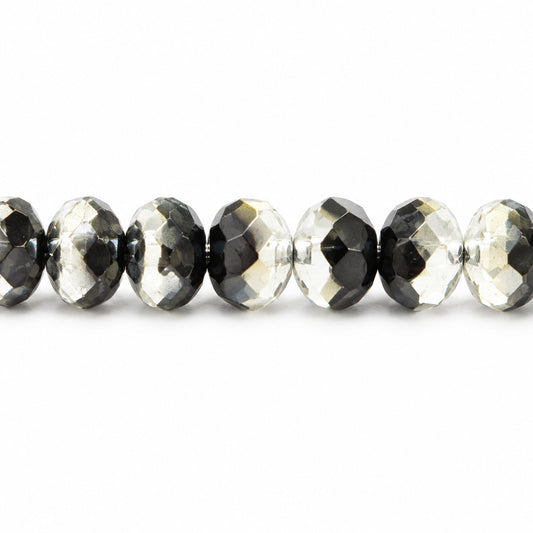 Special Cut Faceted Fire Polished Beads, Black Crystal Silver Half Coating (23980-27001), Glass, Czech Republic