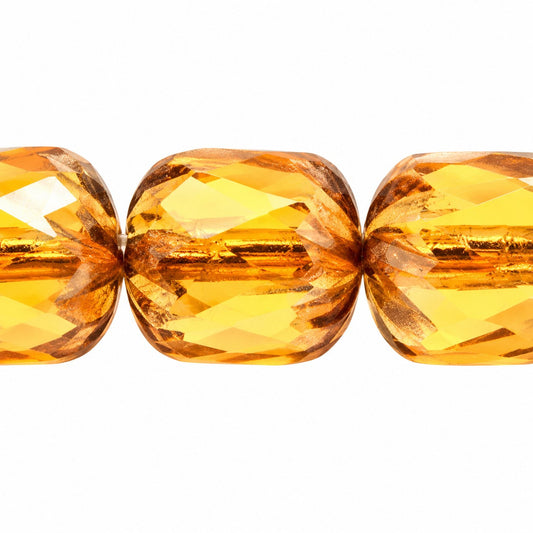 Faceted Fire Polished Beads Special Cut, Transparent Orange Platin (10060-13702), Glass, Czech Republic