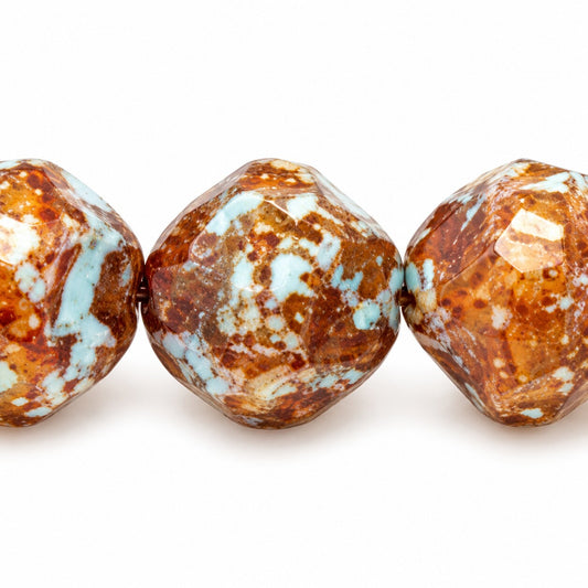 Special Cut Faceted Fire Polished Beads. Smashed, X3128 Stain Strong 94308 (x3128-86805-94308), Glass, Czech Republic