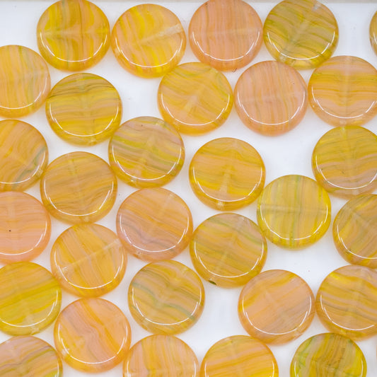 OUTLET 10 grams Coin Beads, 10 x 10 mm, Pink Yellow Mixed Colors (pink-yellow-mix), Glass, Czech Republic