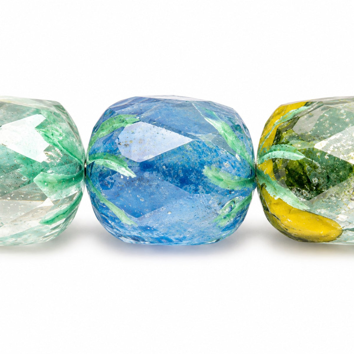 Fire Polished Faceted Cathedral Beads, X1149 Green Lined (x1149-54322), Glass, Czech Republic