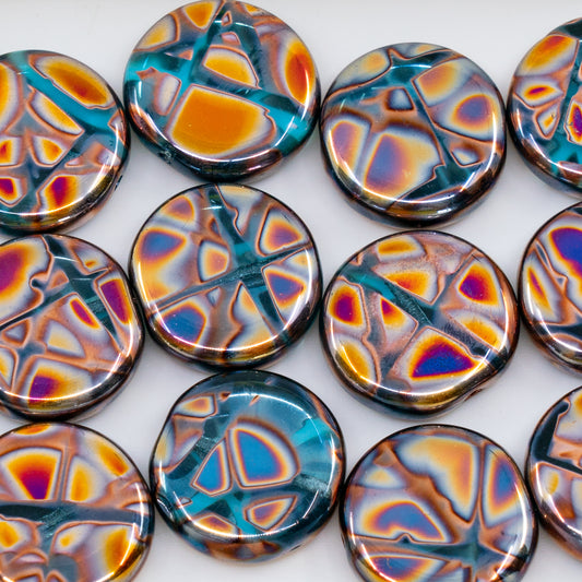 OUTLET 250g/50g Coin Beads, 17 x 17 mm, Batika Mixed Colors 225 (BATIKA-MIX-225), Glass, Czech Republic