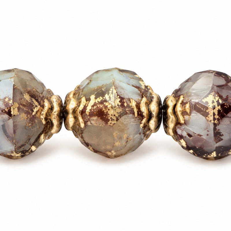 Wasp Special Cut Faceted Fire Polished Beads, X1333 Gold Lined (x1333-54202), Glass, Czech Republic