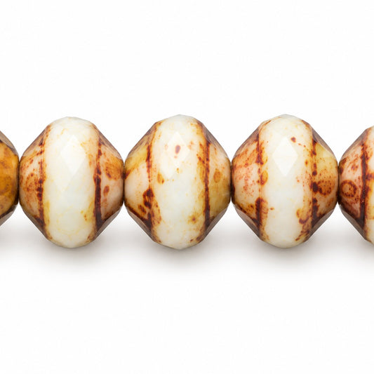 Faceted Special Cut Beads Ufo, Chalk White Stain Strong (03000-86805), Glass, Czech Republic