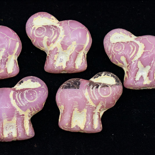 OUTLET 250g/50g Elephant Beads, 20 x 21 mm, Opaque Pink Beige (76028-beige), Glass, Czech Republic